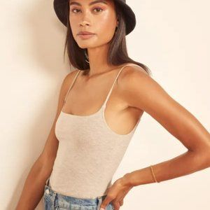 reformation size xs carrie knit tank ribbed cami top marble beige heather